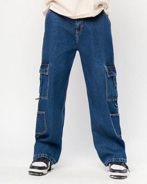 men high-rise baggy jeans