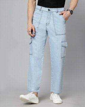 men high-rise non-stretch jeans