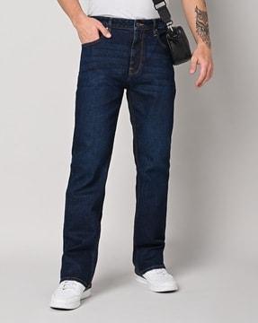 men high-rise relaxed boot fit denim jeans