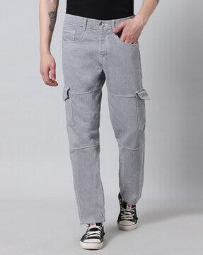men high-rise straight fit jeans