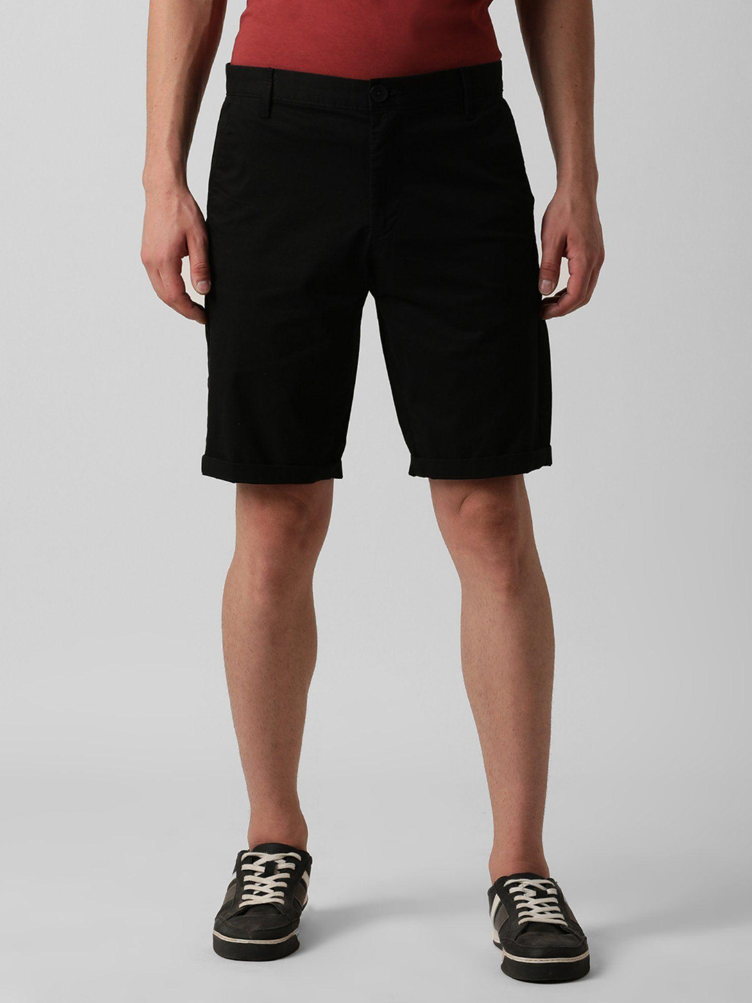 men justin black shorts slim