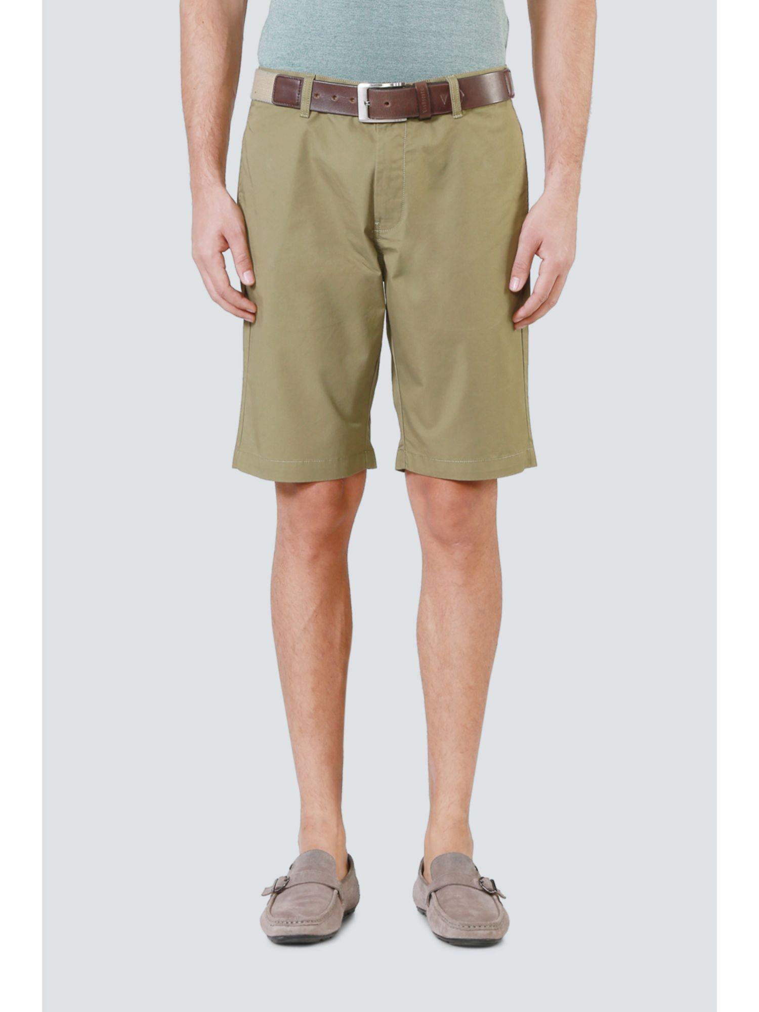 men khaki solid comfort fit shorts