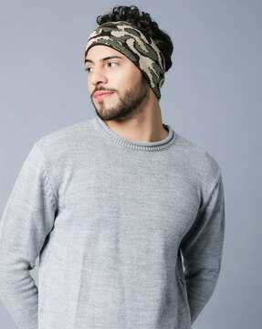men knitted double layered head wrap