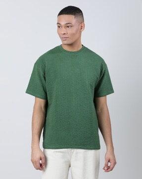 men knitted loose fit crew-neck t-shirt