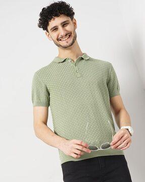 men knitted regular fit polo t-shirt