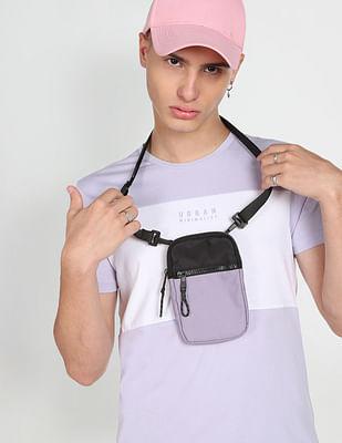 men lavender cotton colour block t-shirt