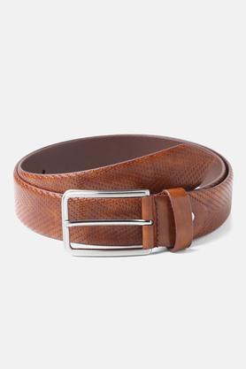 men leather formal single side belt - tan
