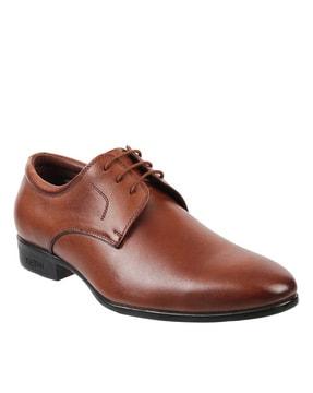 men leather maron lace-up shoes