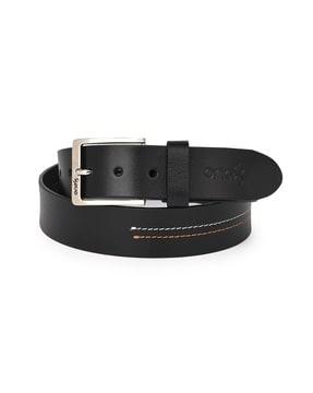 men leather slim belt with buckle closure