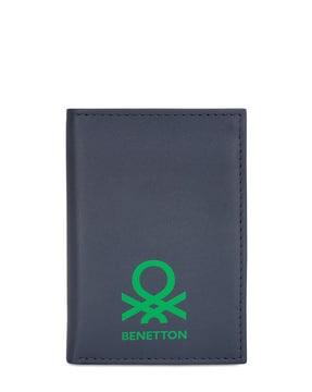 men leather tri-fold wallet with logo print