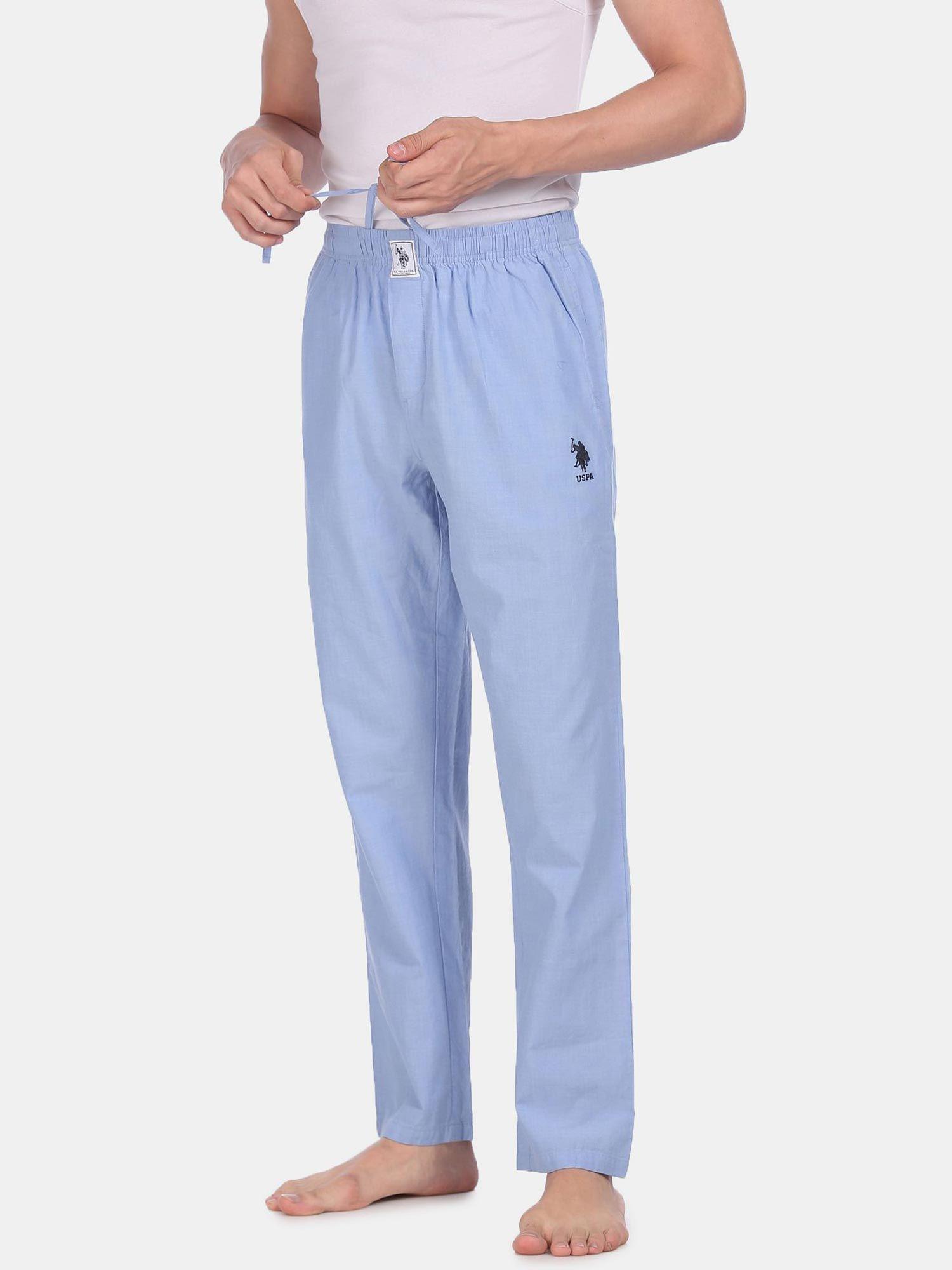 men light blue i658 comfort fit solid cotton lounge pants blue