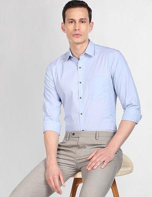 men light blue regular weave cotton formal shirt