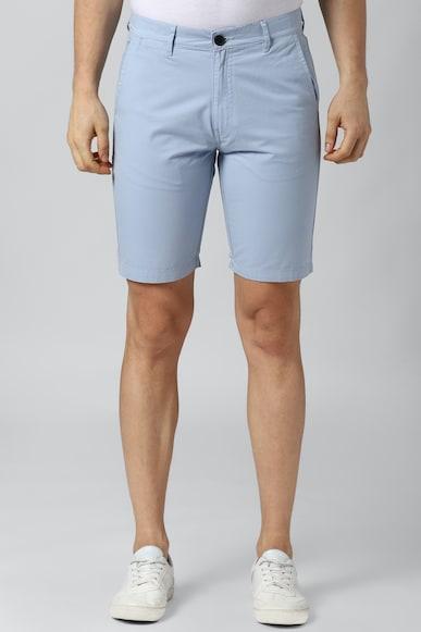 men light blue solid regular fit casual shorts