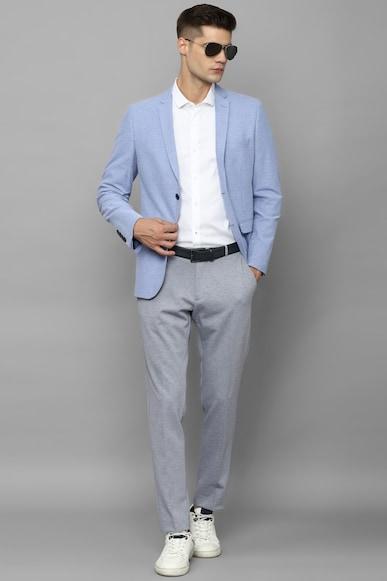 men light blue super slim fit textured casual blazer