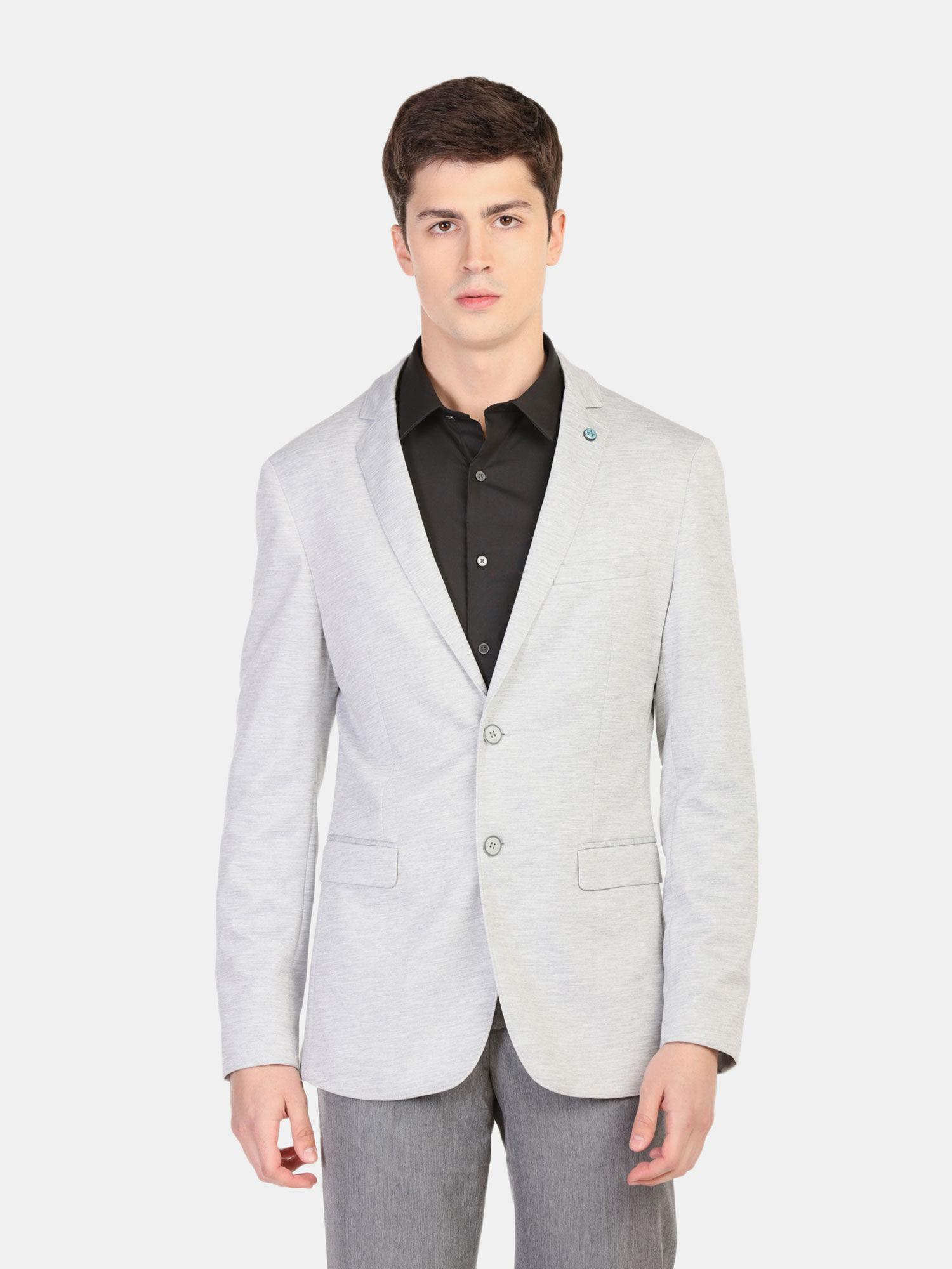 men light grey zero calorie slim fit heathered formal blazer