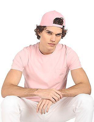 men light pink crew neck solid t-shirt