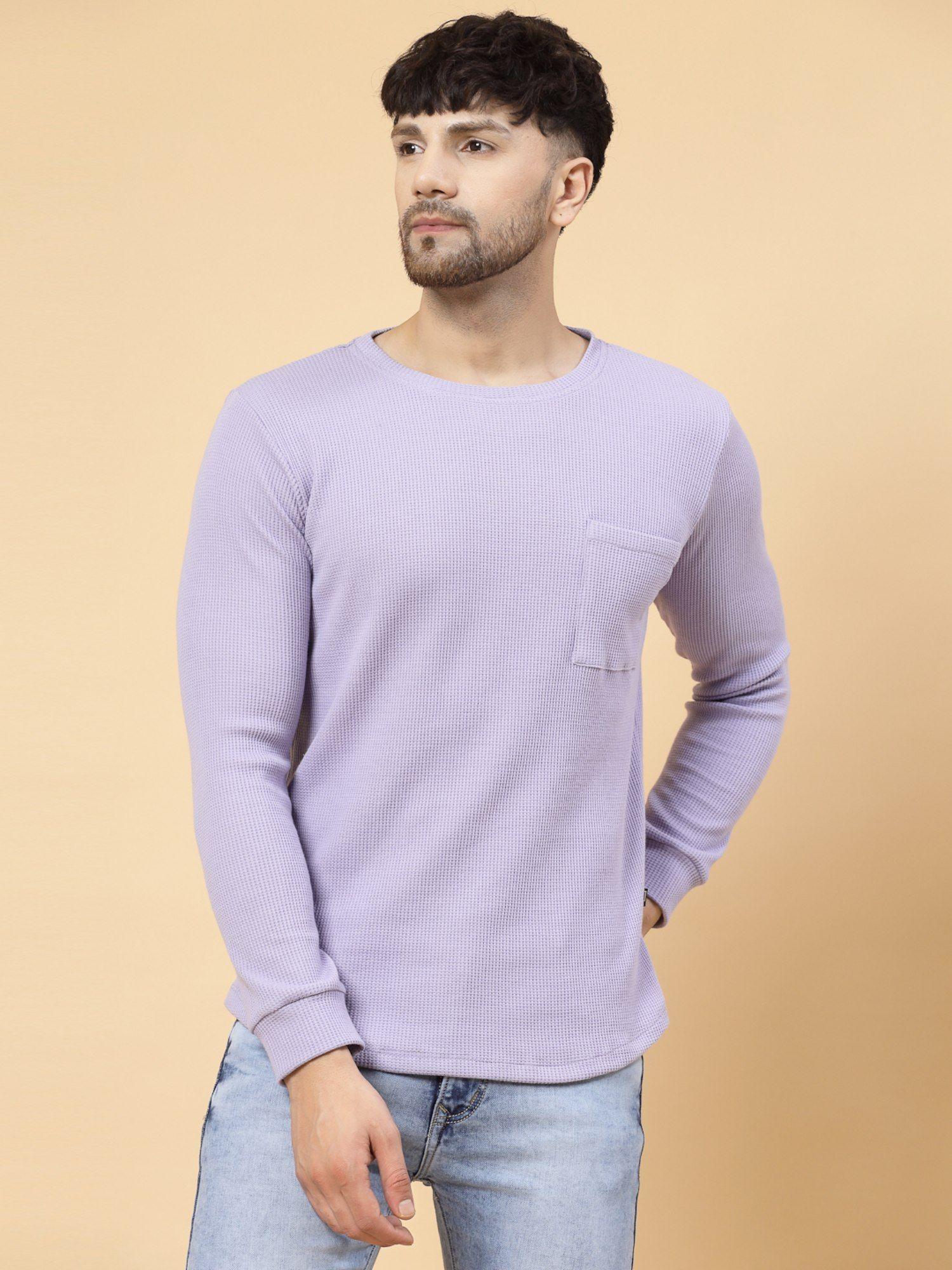 men light purple waffle knit t-shirt