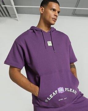 men logo print relaxed fit hoodie