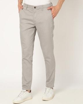 men low-rise cropped fit chinos