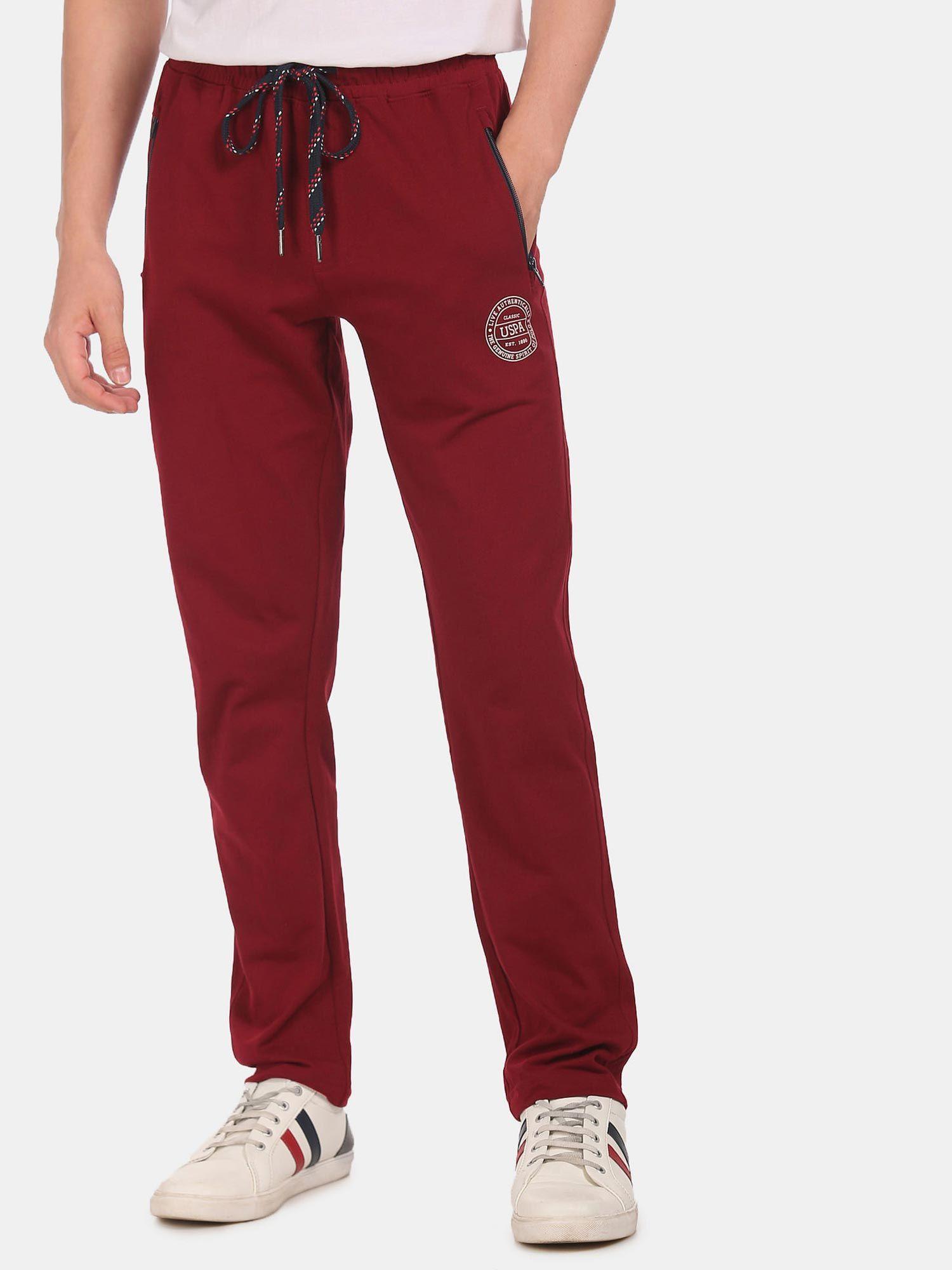 men maroon i671 comfort fit solid cotton polyester lounge pants maroon