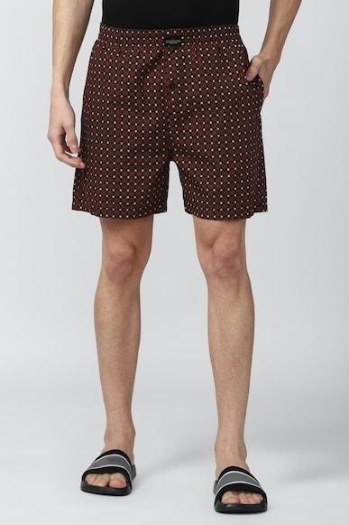 men maroon print boxer shorts