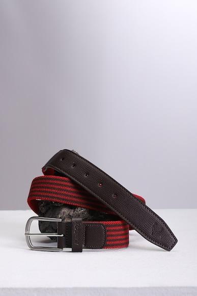 men maroon stripe casual belt
