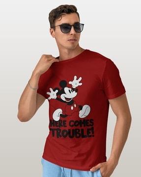 men mickey mouse regular fit crew-neck t-shirt
