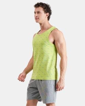 men micro print regular fit sleeveless vest