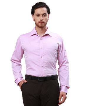 men micro print slim fit shirt with patch pocket