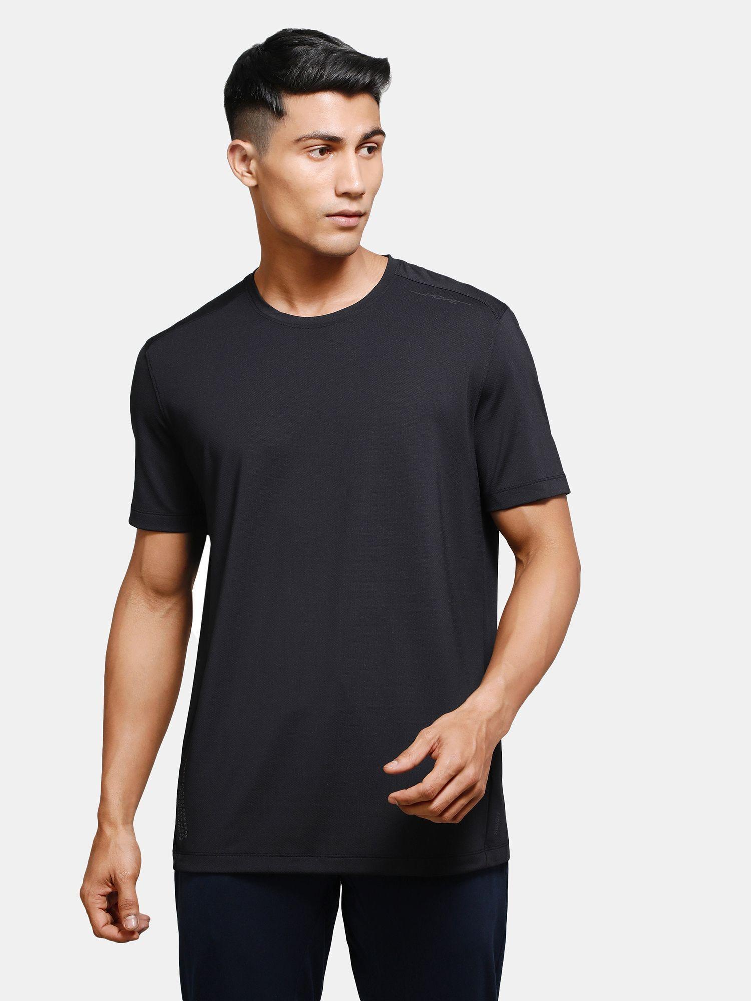 men microfibre stretch t-shirt with stay fresh & stay dry treatment black
