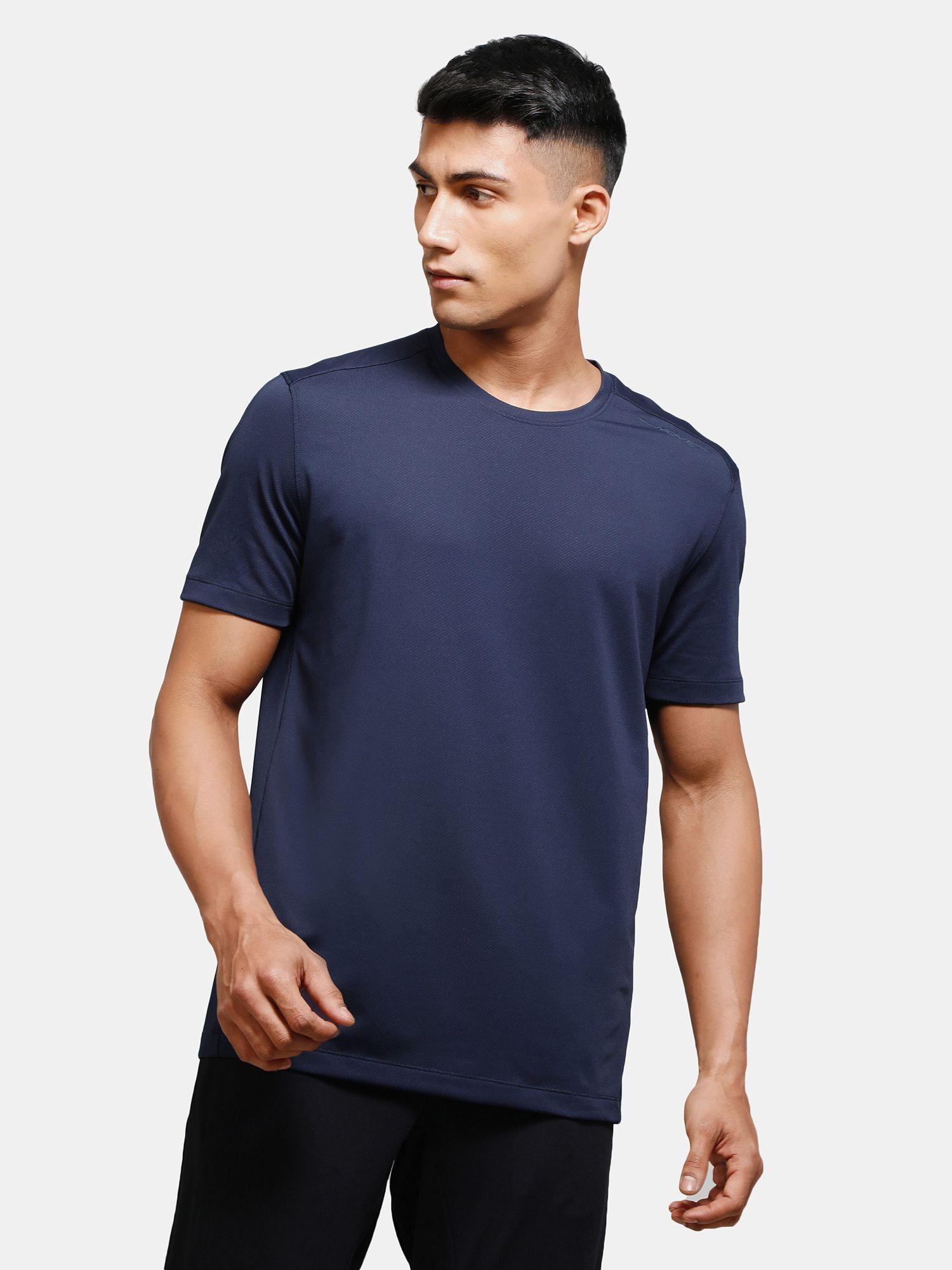 men microfibre stretch t-shirt with stay fresh & stay dry treatment navy