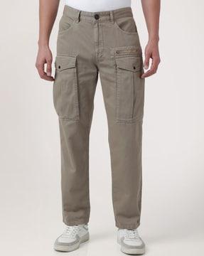 men mid rise relaxed fit cargo pants