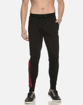 men mid-rise joggers with drawstring waist