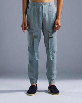 men mid-rise relaxed fit pants