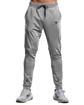 men mid-rise track pants with elasticated waist