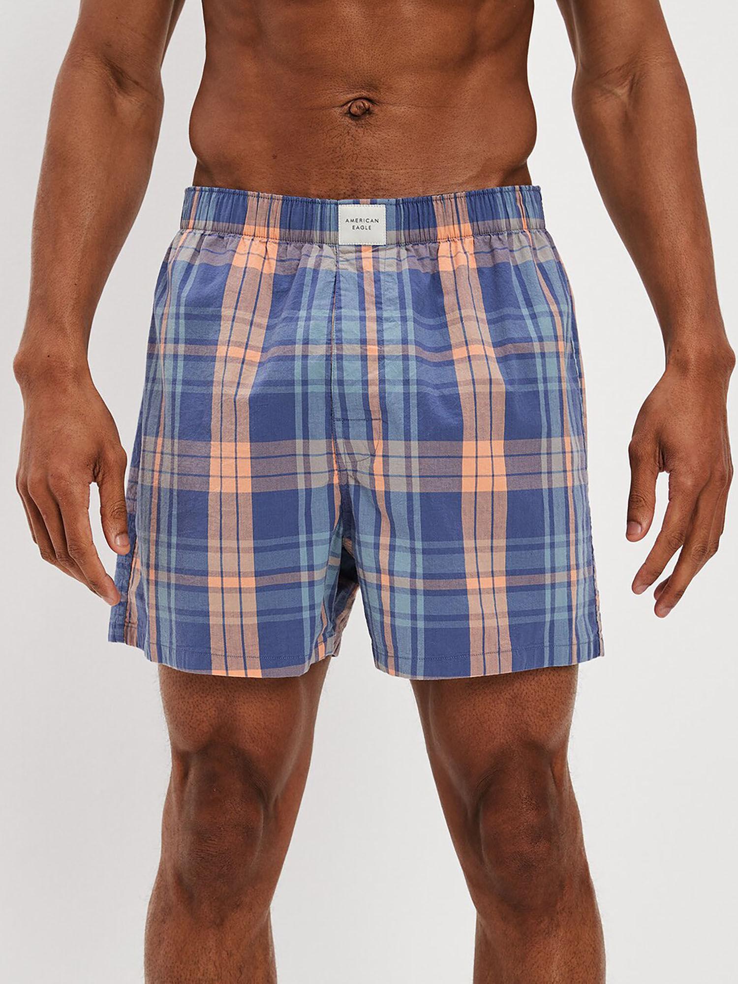 men multi color plaid stretch boxer shorts