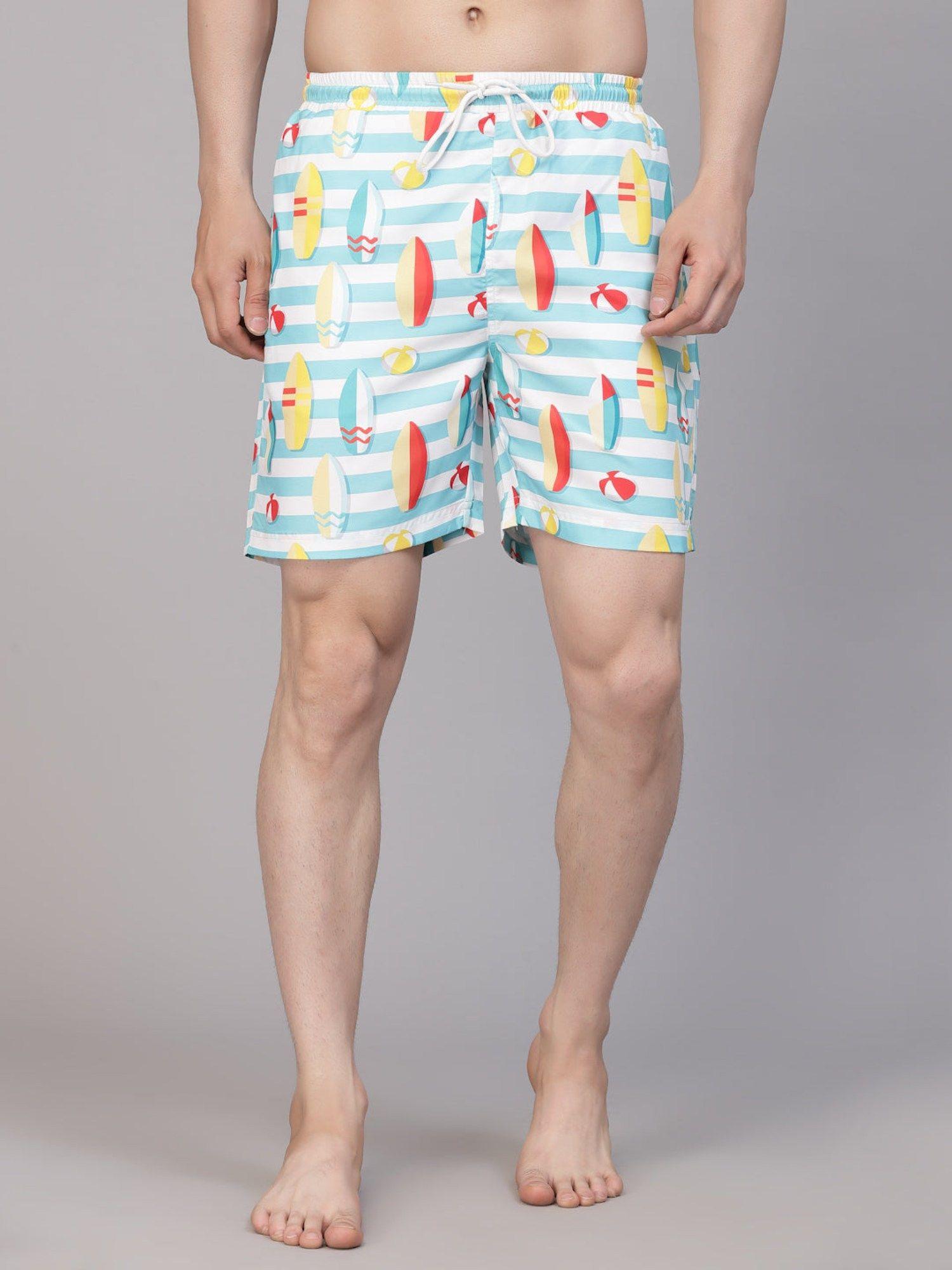 men-multi-color-surf-boat-printed-polyester-swim-short