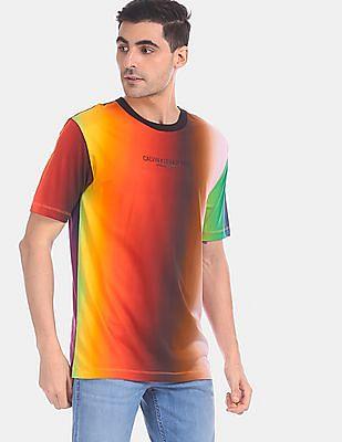 men multi colour all-over blur print t-shirt