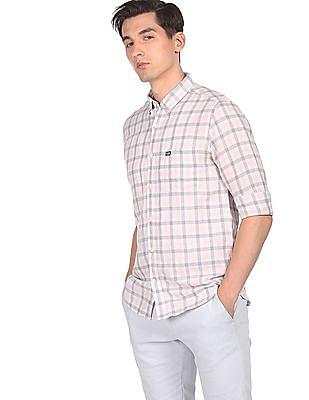 men multi colour manhattan slim fit linen casual shirt