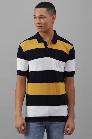 men multi stripe polo neck t-shirt