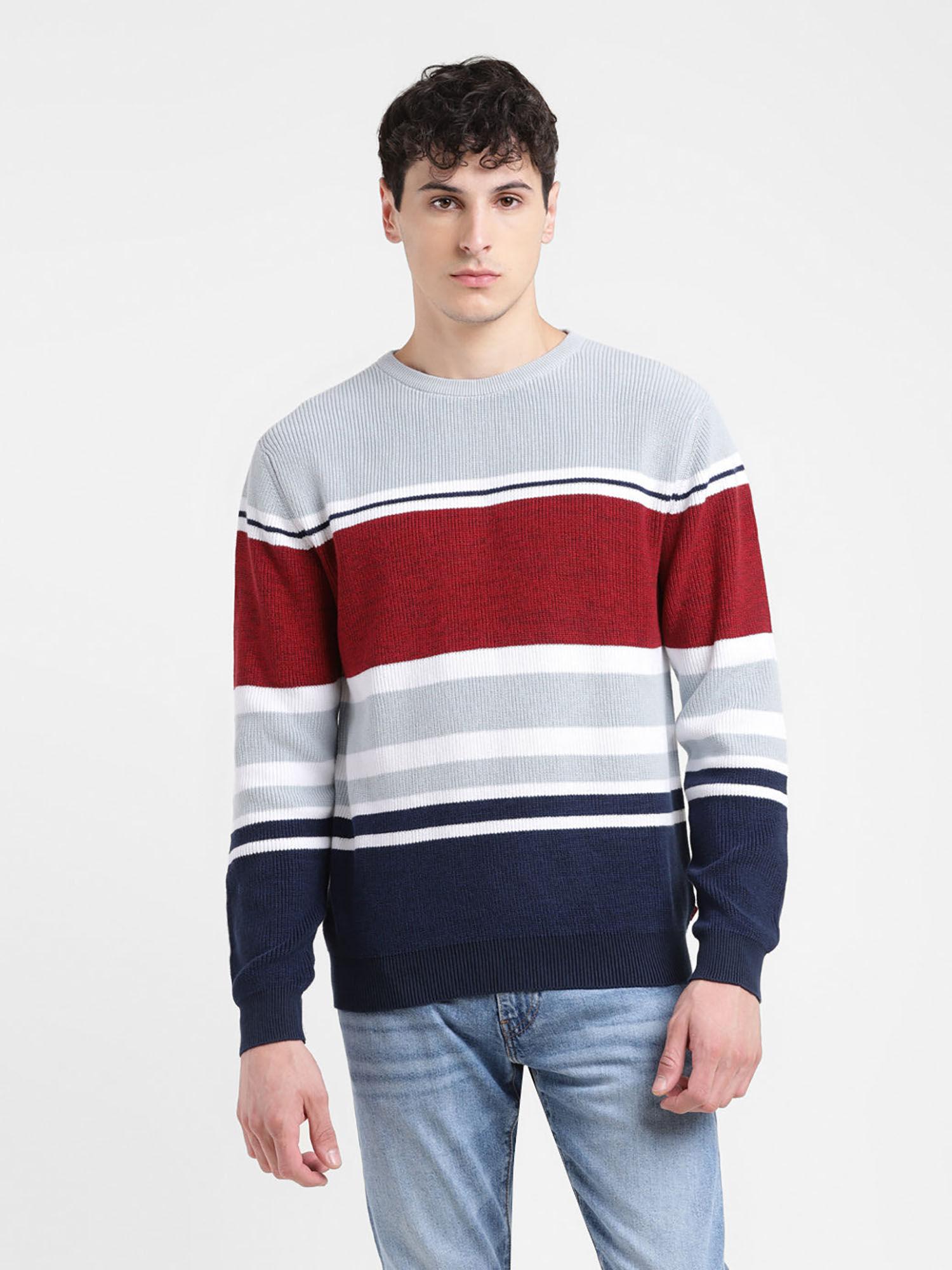 men multi-color colorblock regular fit sweater