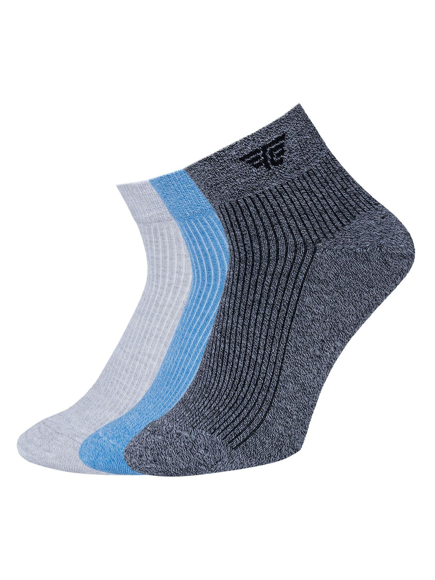 men multi-color melange ankle length socks (pack of 3)