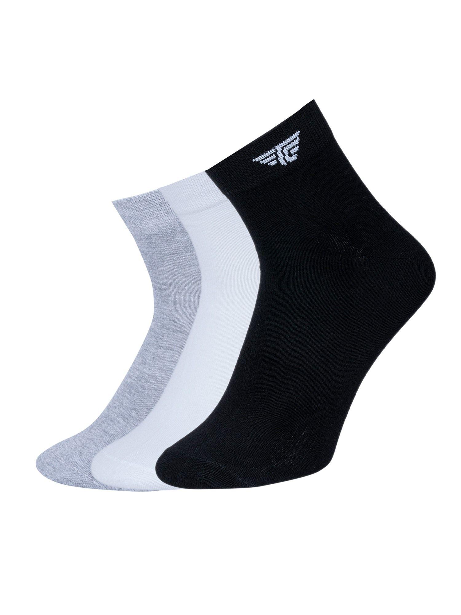 men multi-color solid ankle length socks (pack of 3)