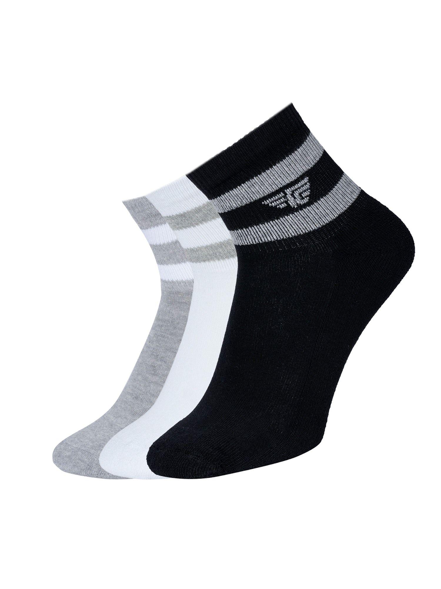 men multi-color stripe ankle length socks (pack of 3)
