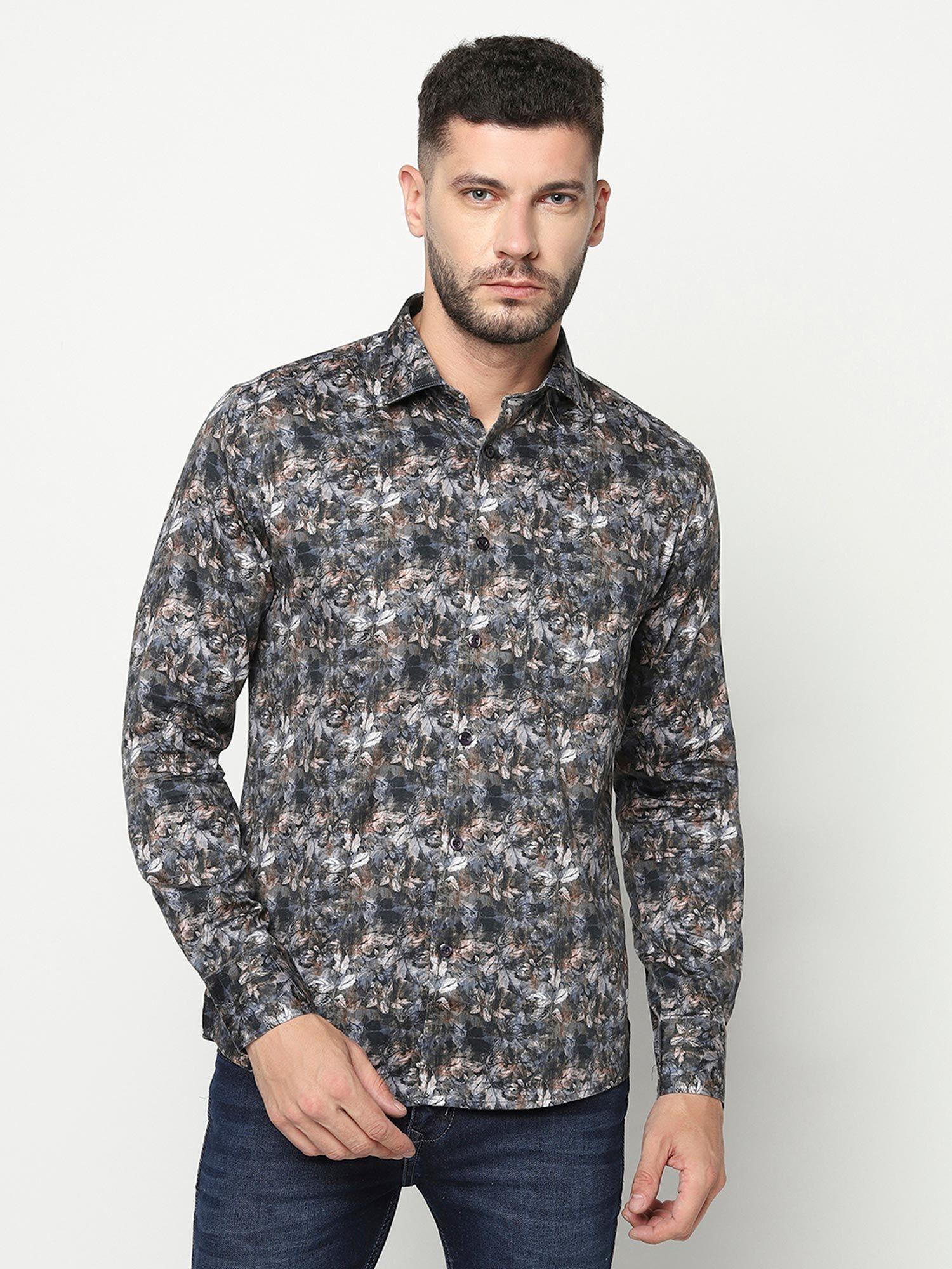 men multi-colour floral print shirt