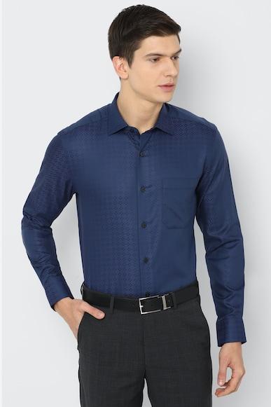 men navy classic fit print full sleeves formal shirt