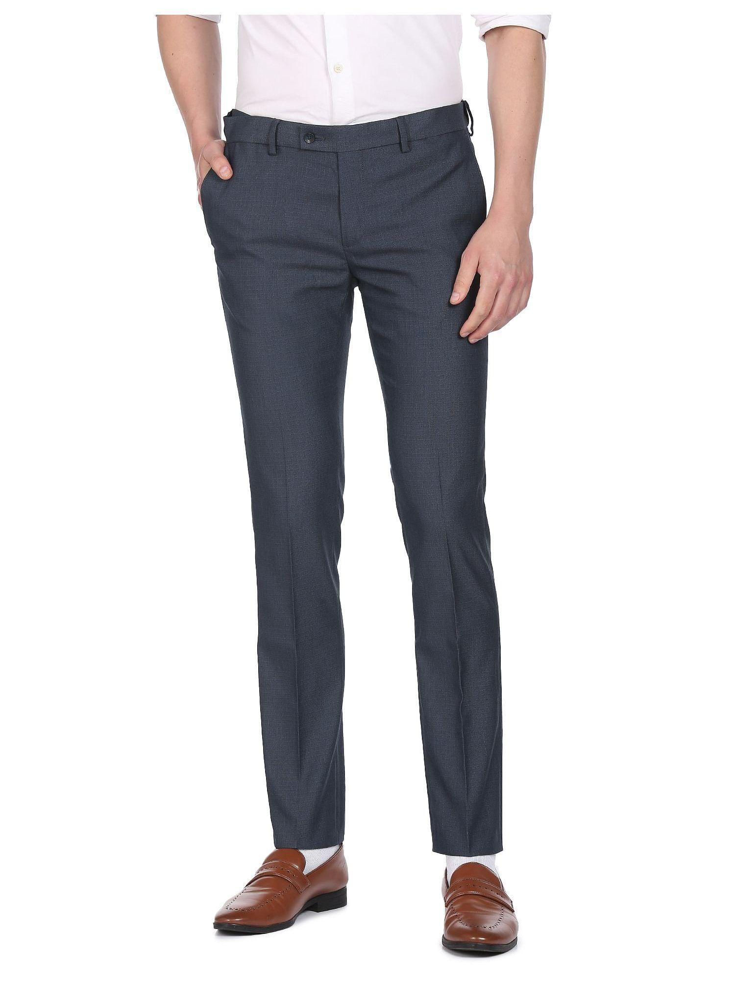 men navy hudson tailored fit formal trousers