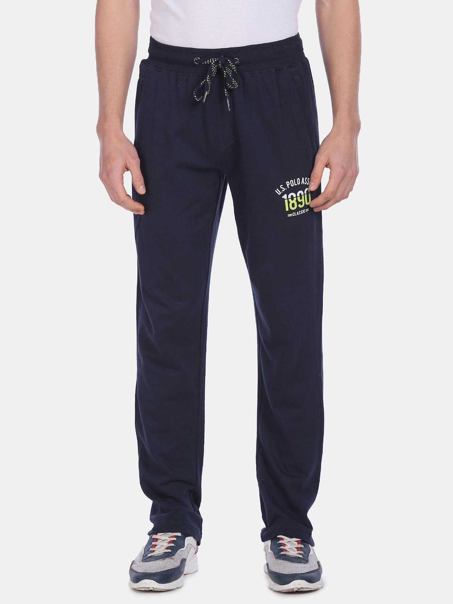 men navy i606 comfort fit solid cotton polyester track pants