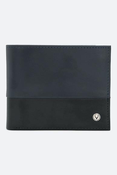 men navy patterned genuine leather wallet