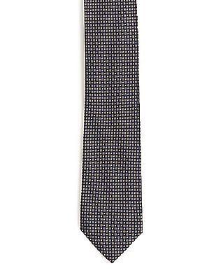 men navy patterned tie and cufflinks set
